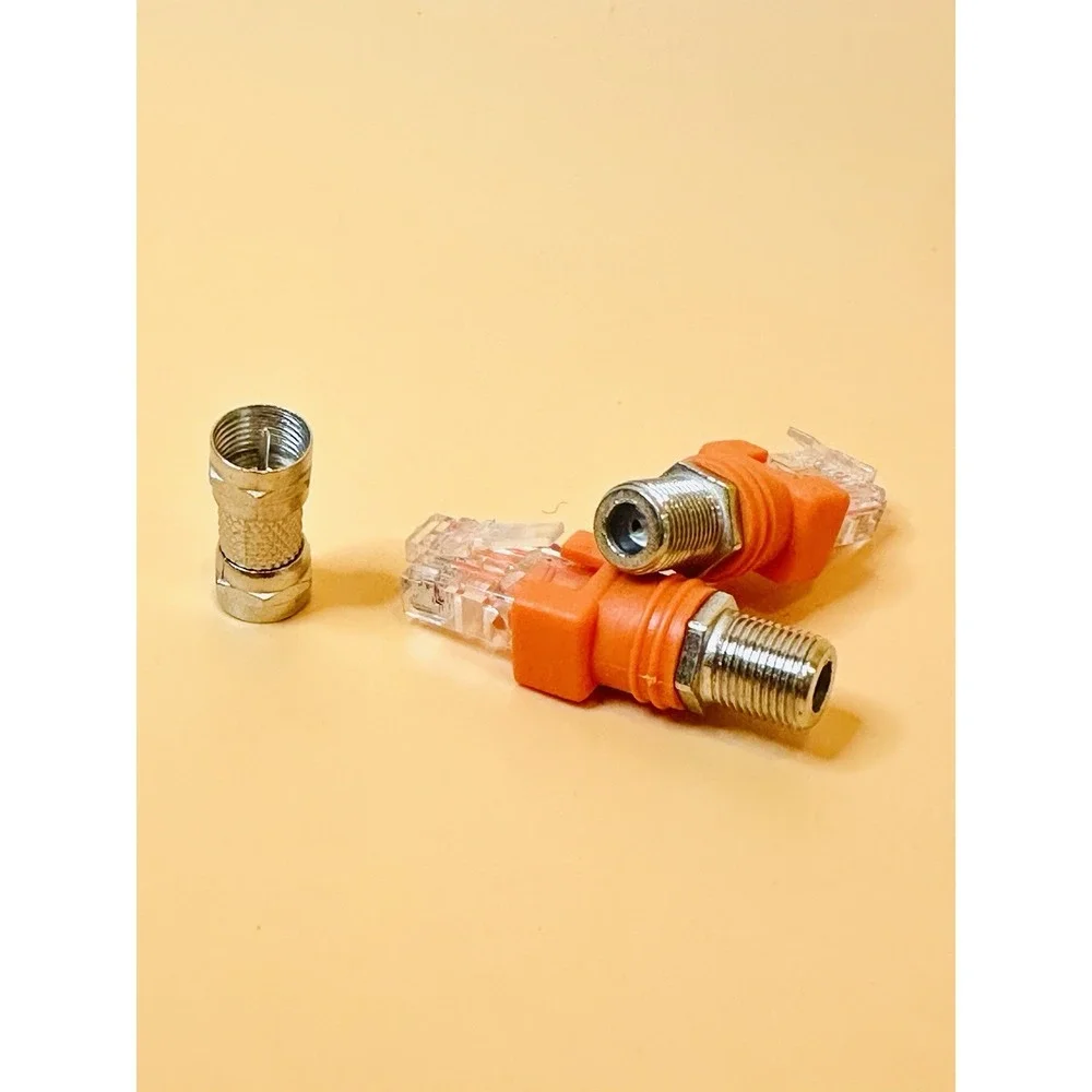 Lot of 50 RJ45 to F Adapter Sets + F Female Couplers Coax Cable Tester Orange